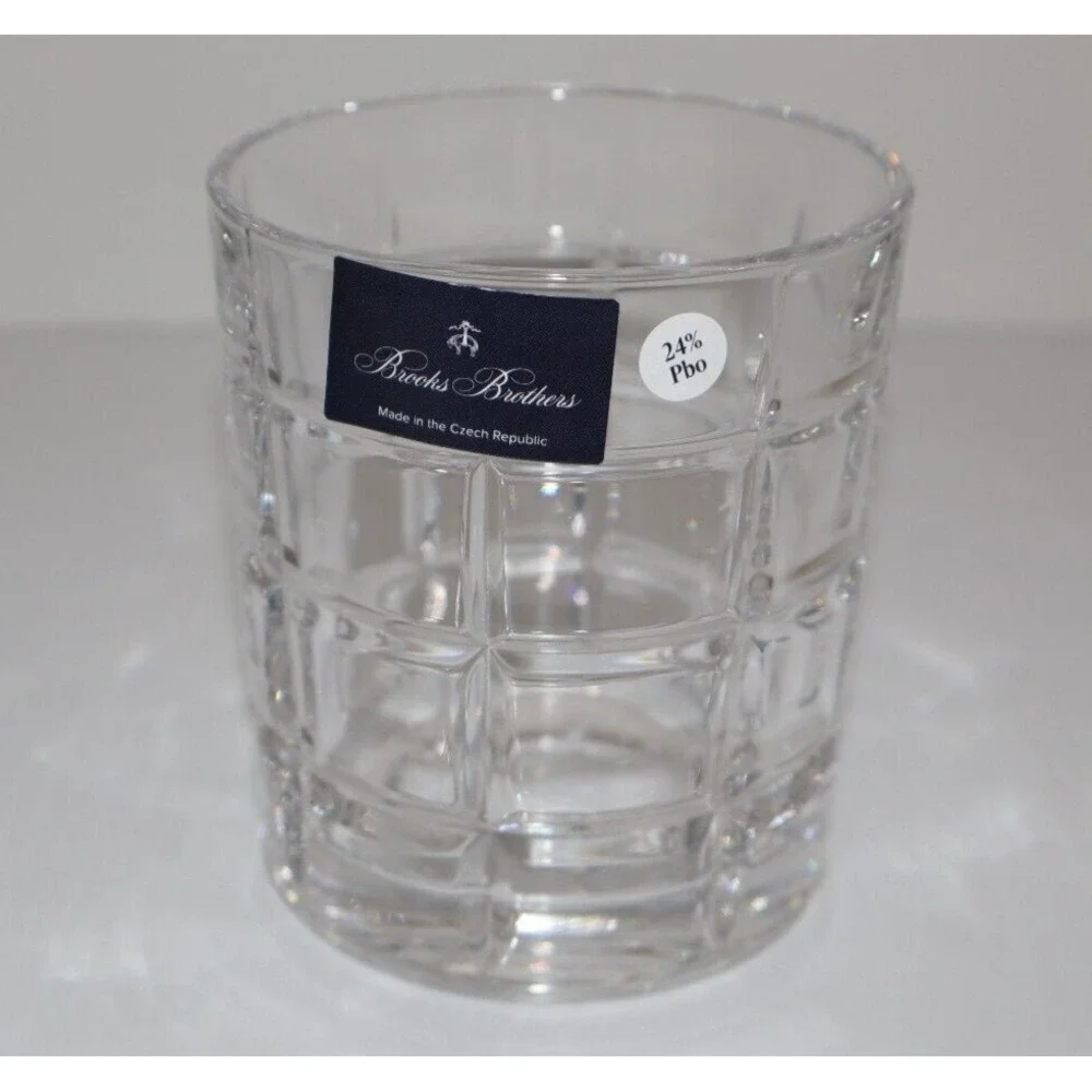 NEW IN BOX BROOKS BROTHERS Set of 2 Double Old Fashioned Whiskey Crystal Glasses